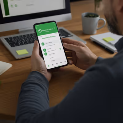 Tela do WhatsApp Business aberta durante configuração