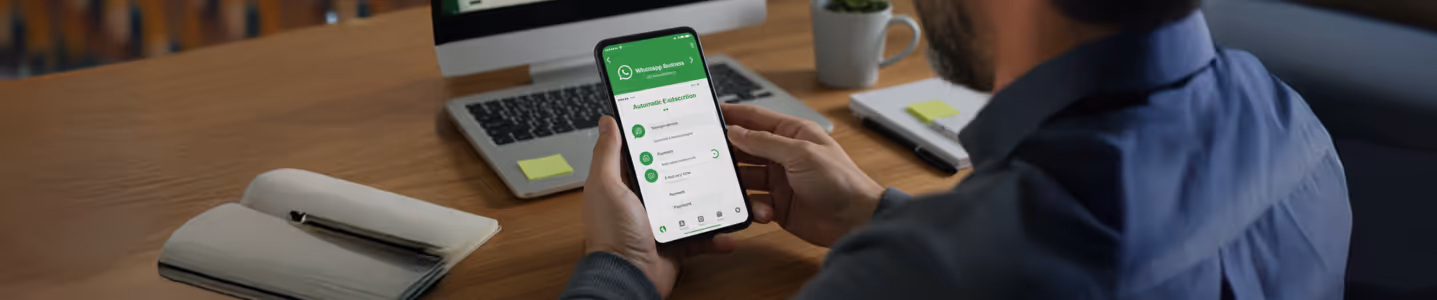 Homem configurando WhatsApp Business no celular