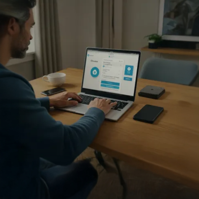 Interface do Dropbox aberta com opções de backup ativadas