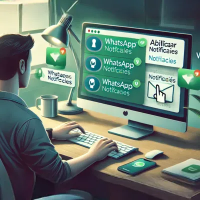 Pessoa ativando notificações no WhatsApp Web.