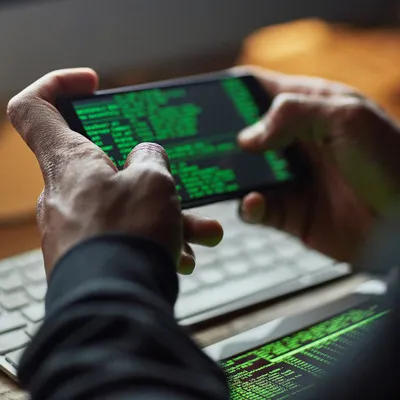 Demonstrando cuidado, um homem verifica a segurança do seu celular, assegurando-se de que suas informações estejam resguardadas e tomando medidas para proteger a integridade do dispositivo.