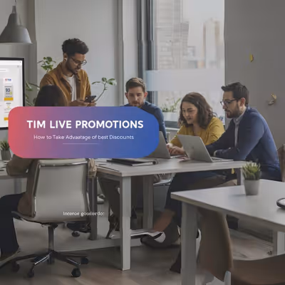 Equipe reunida analisando promoções e descontos da TIM Live em ambiente de trabalho.
