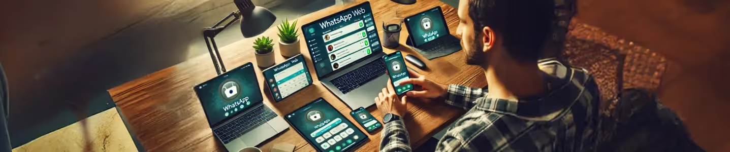Tela do WhatsApp Web aberta em múltiplos dispositivos.