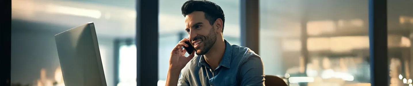 Homem falando ao celular durante ligação.