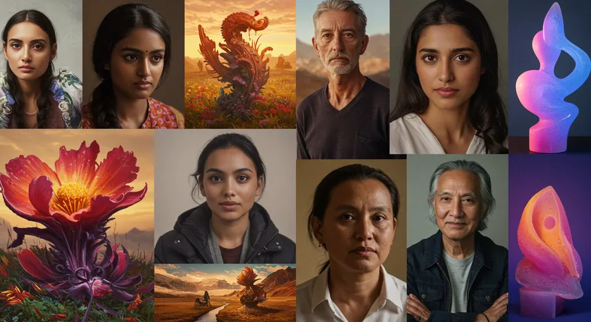 Retratos realistas e artes criados por inteligência artificial