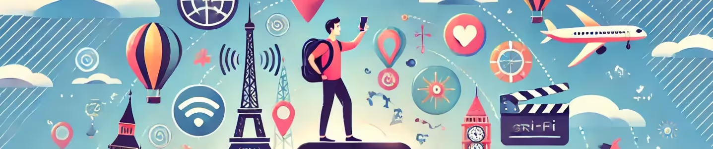 Celular conectado à internet em viagem internacional.