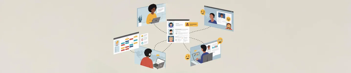Conexão digital entre pessoas em videoconferência online
