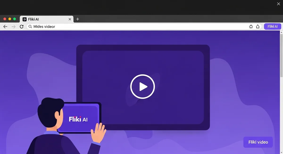 Ilustração de homem projetando vídeo com Fliki AI