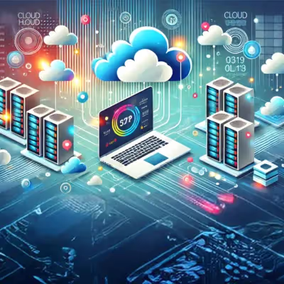 Representação de hospedagem na nuvem com ícones de provedores.