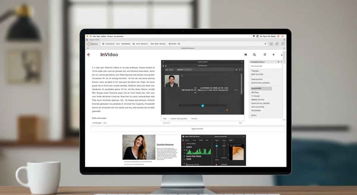 Tela de edição de vídeo mostrando plataforma InVideo