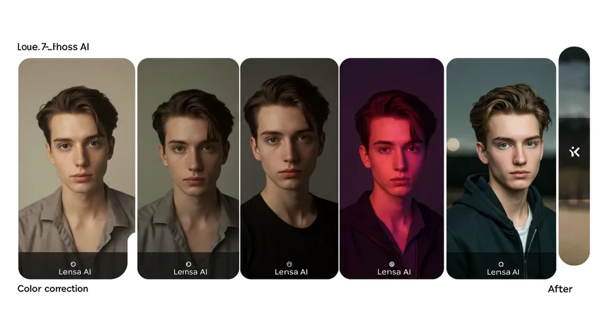 Retratos masculinos com variações de cor geradas por IA