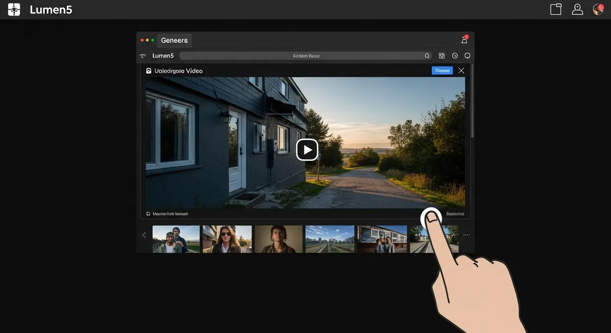 Pessoa selecionando cenas no editor de vídeo Lumen5