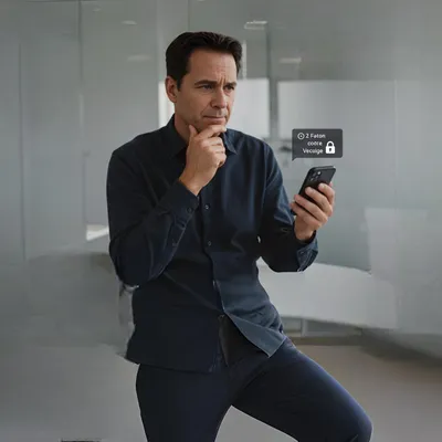 Profissional confere segurança digital em smartphone