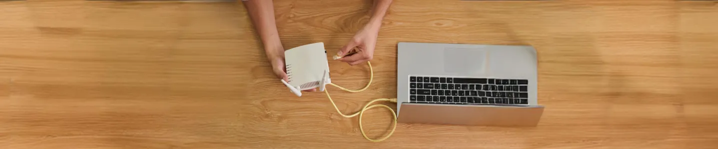 Conectando roteador ao notebook.