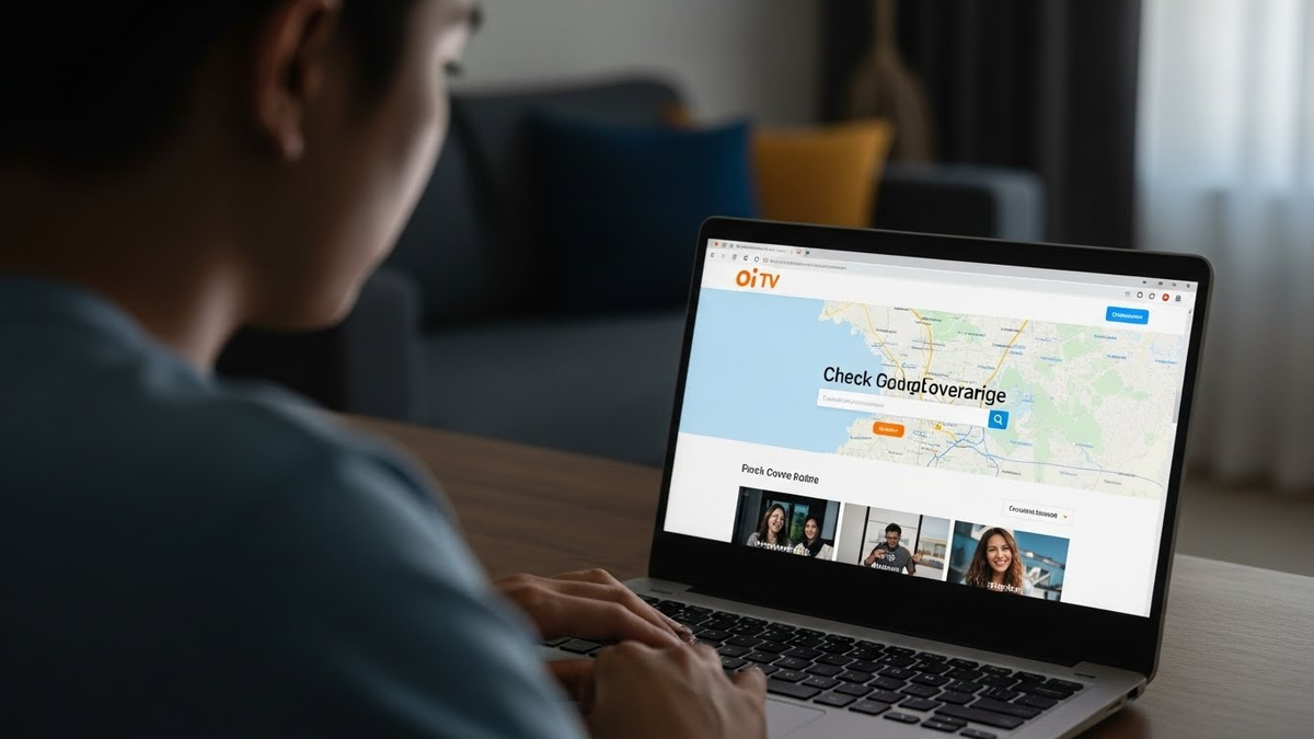 Pessoa consulta mapa de cobertura no site da Oi TV.