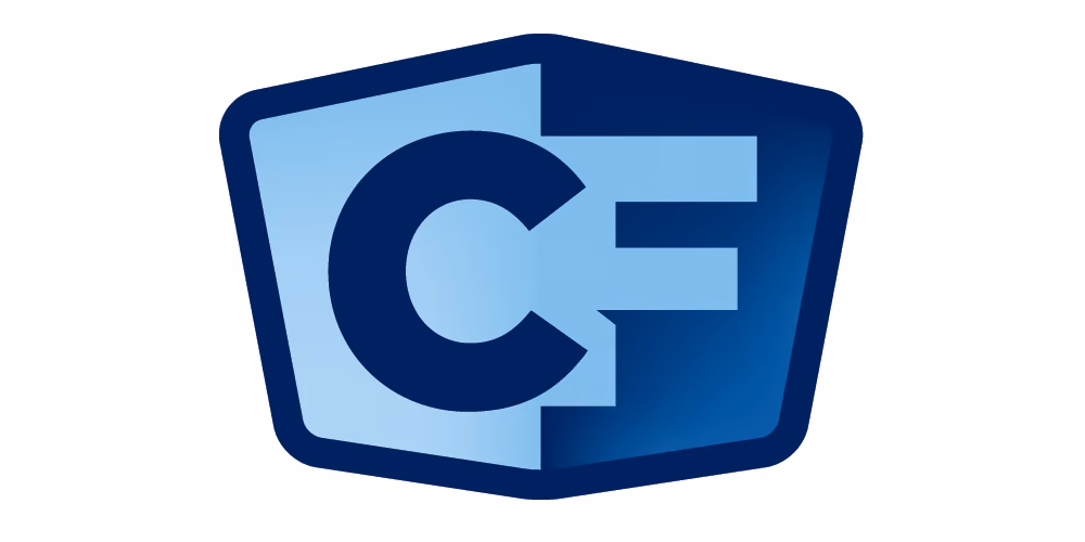 CF-logo i blåtoner med bokstavene C og F i midten.