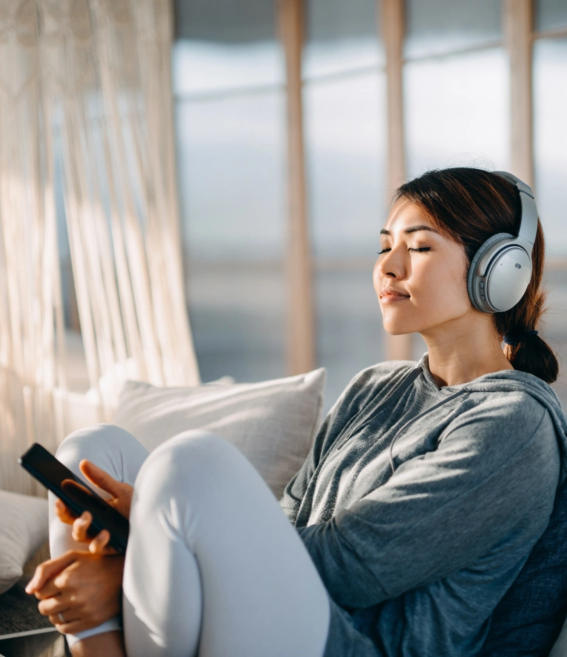 Young woman with headphones relaxing