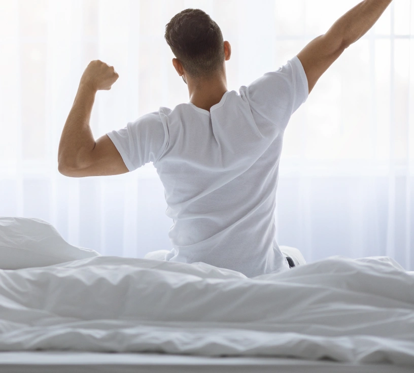Man wakeing releaxed and healthy