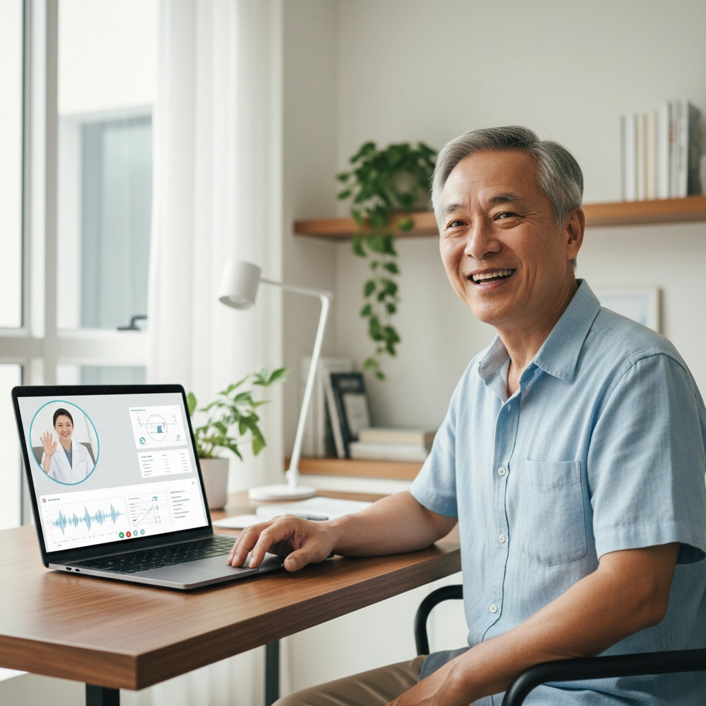 Man on online consultation