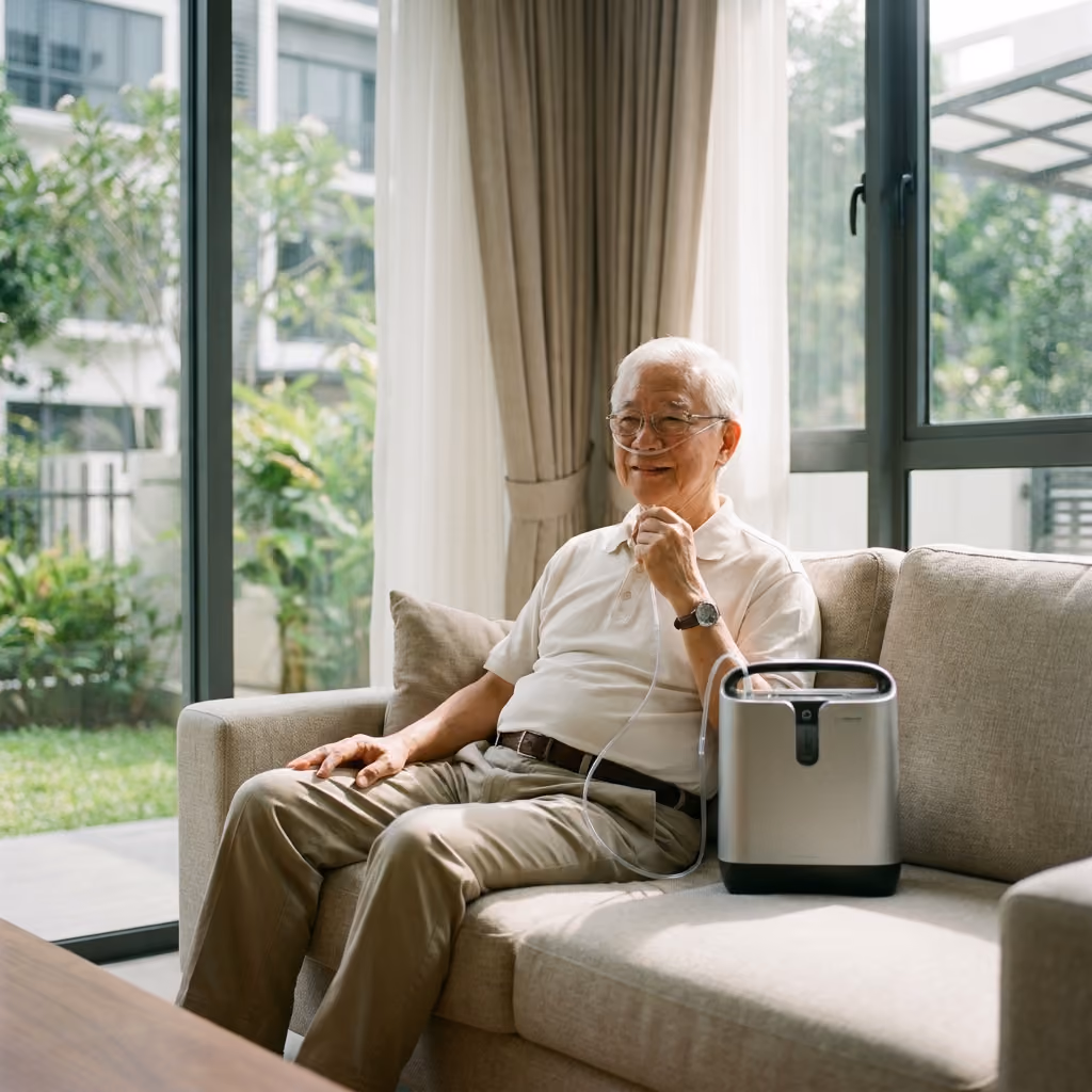 Older man takes air therapy
