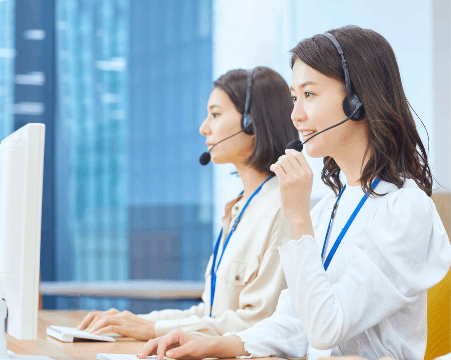 two women in a call center