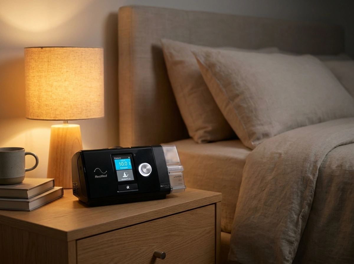 ResMed CPAP on night table