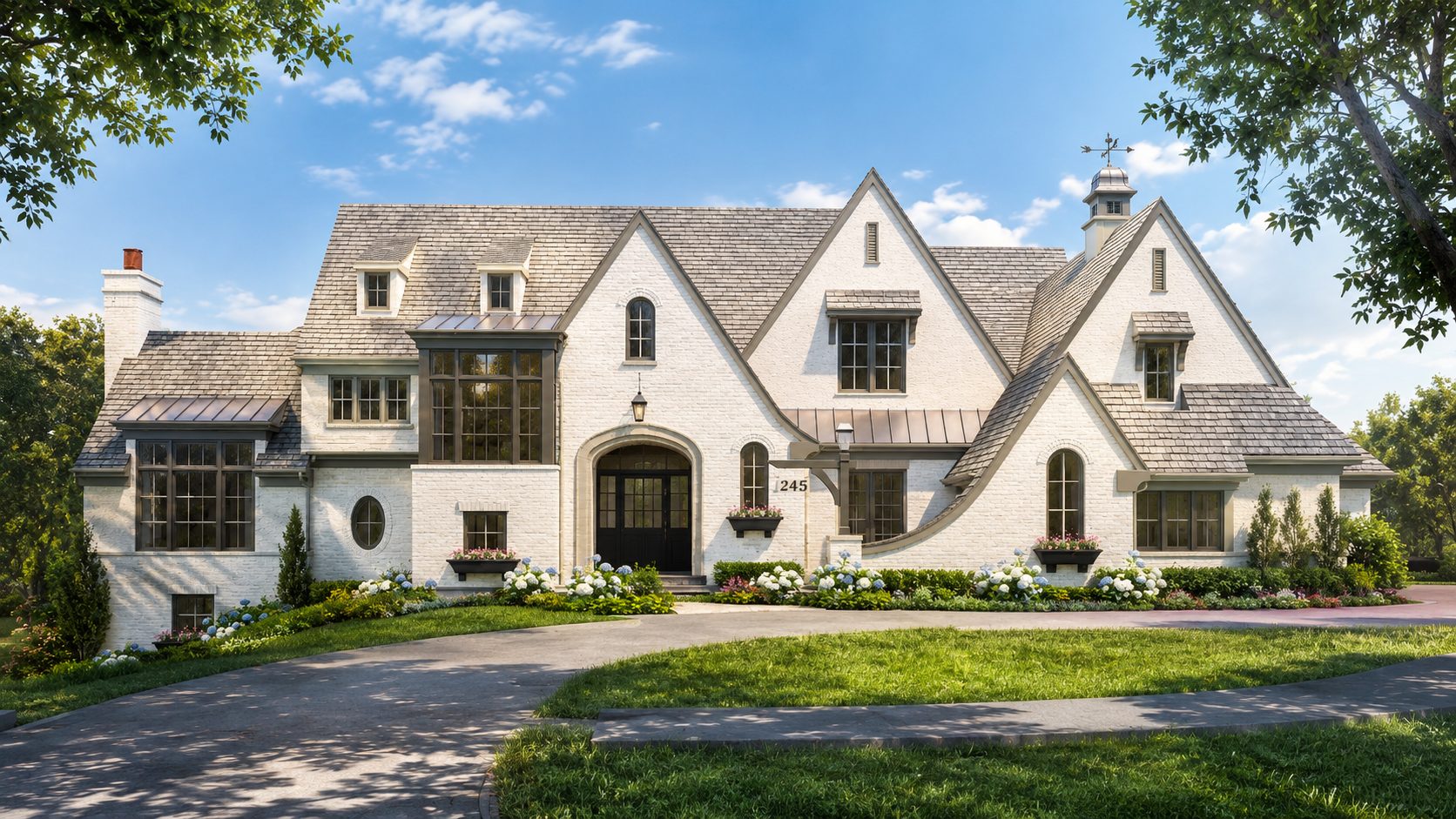 Architectural rendering of the custom home A. Perry Homes is designing for Lot One at The Cove at Blue Bridge Lane
