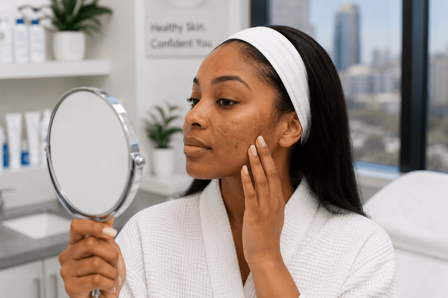 Woman receiving a professional hyperpigmentation treatment at a med spa in Atlanta, Georgia
