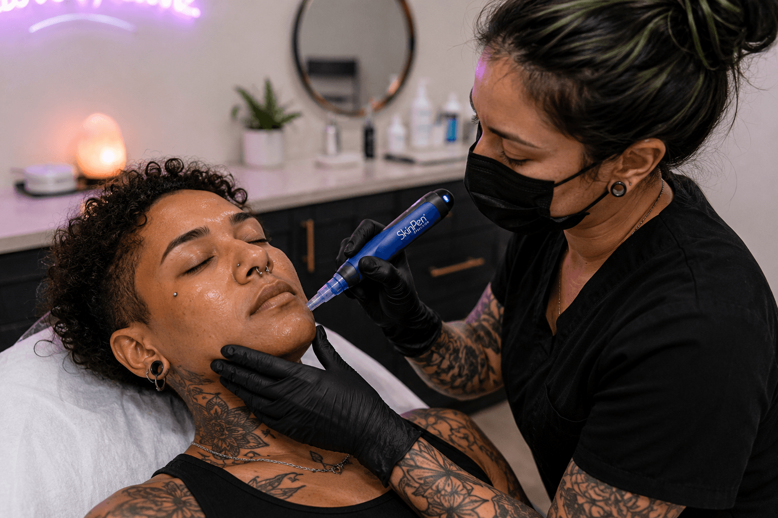 Skin Pen microneedling treatment being performed at a med spa in Atlanta, Georgia
