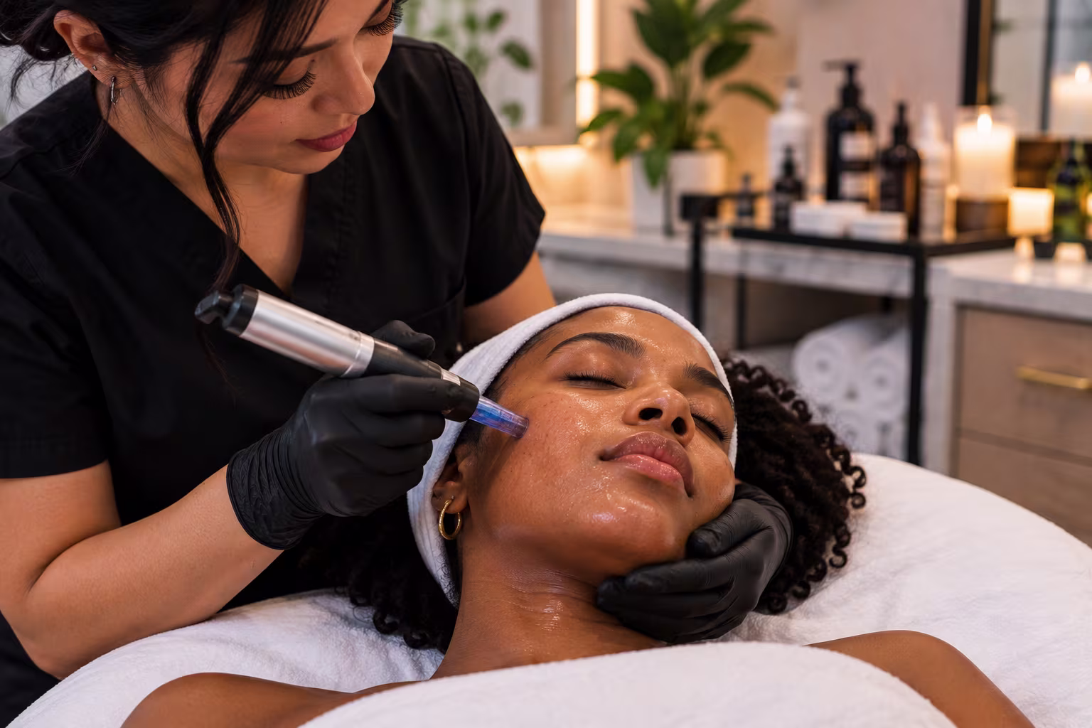Skin texture visibly smoother after a series of microneedling sessions at a med spa in Atlanta, Georgia