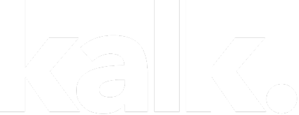 Bold lowercase letters spelling 'kalk' followed by a period in a modern sans-serif font.