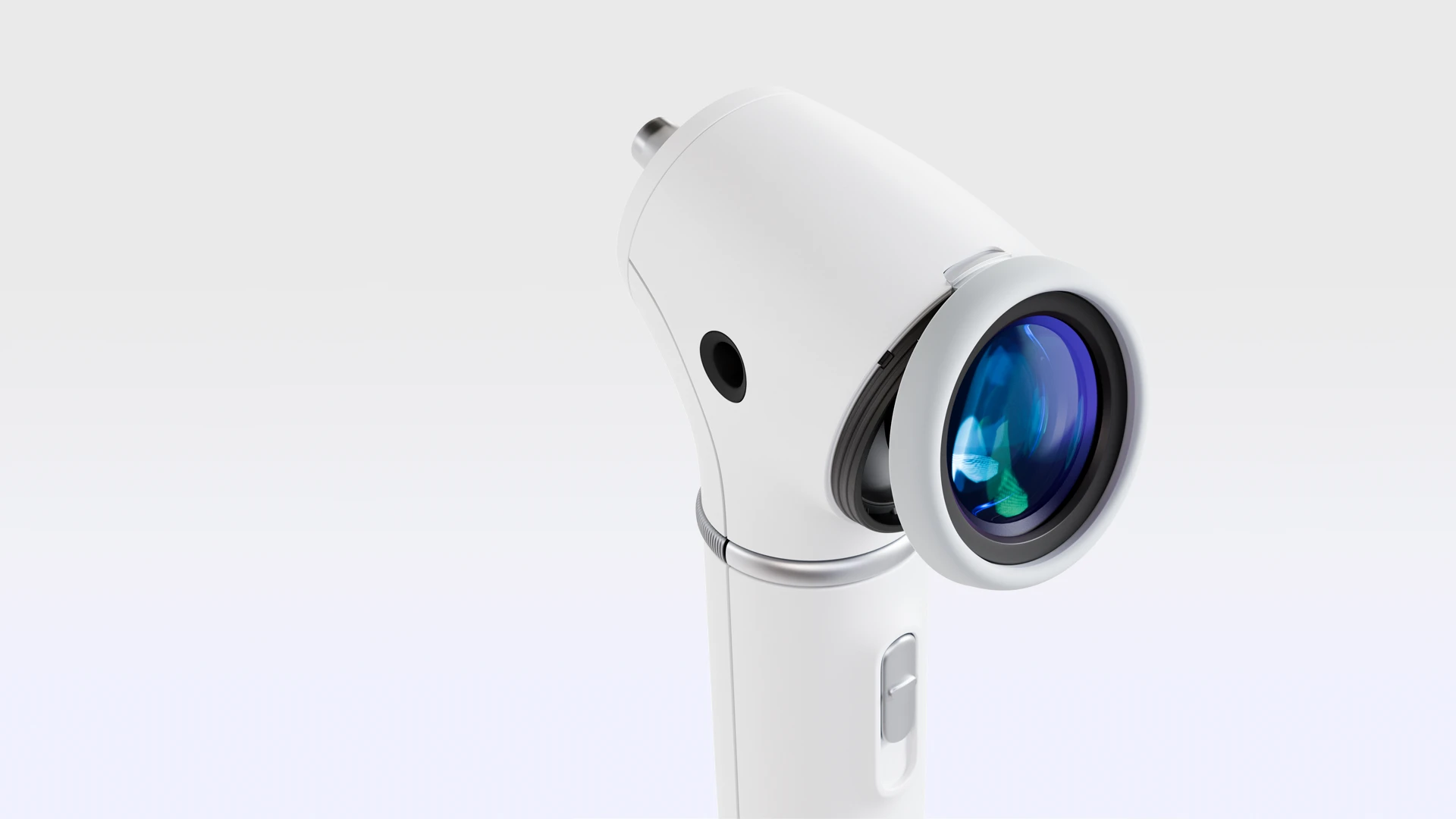 Detailed render of the OTO K1 otoscope opening to showcase precision engineering and refined industrial design.