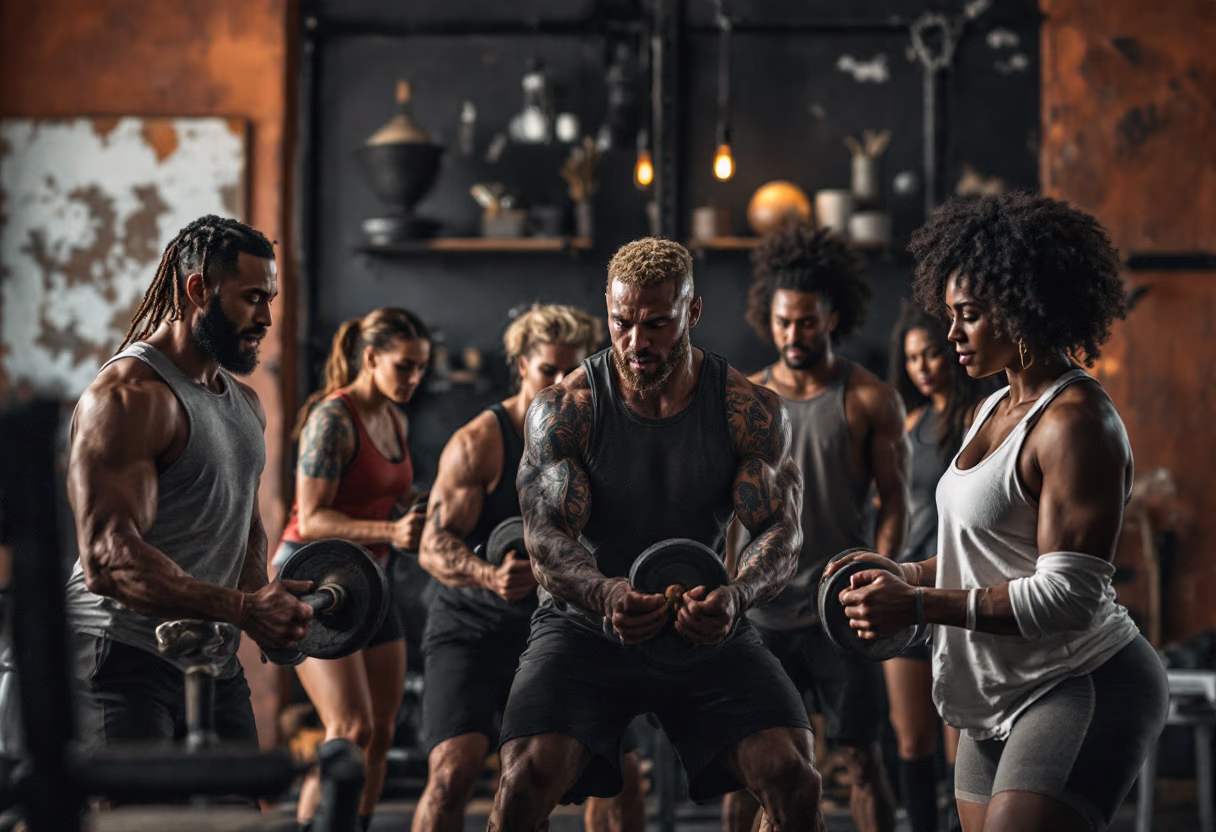 image of weightlifting session (for a gym)