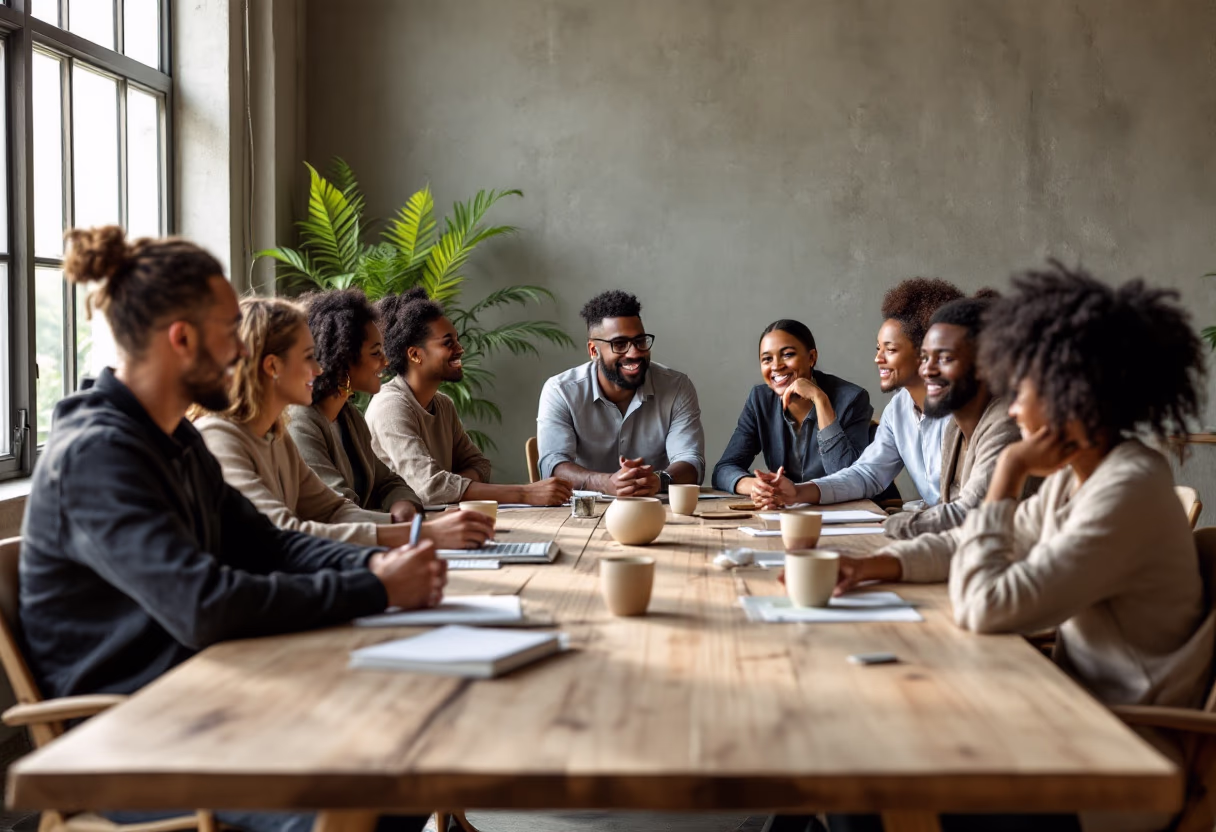 image of a diverse team in a meeting (for edtech)
