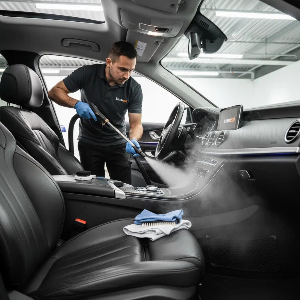Interior chemical deep clean — steam extraction of car seats and dashboard