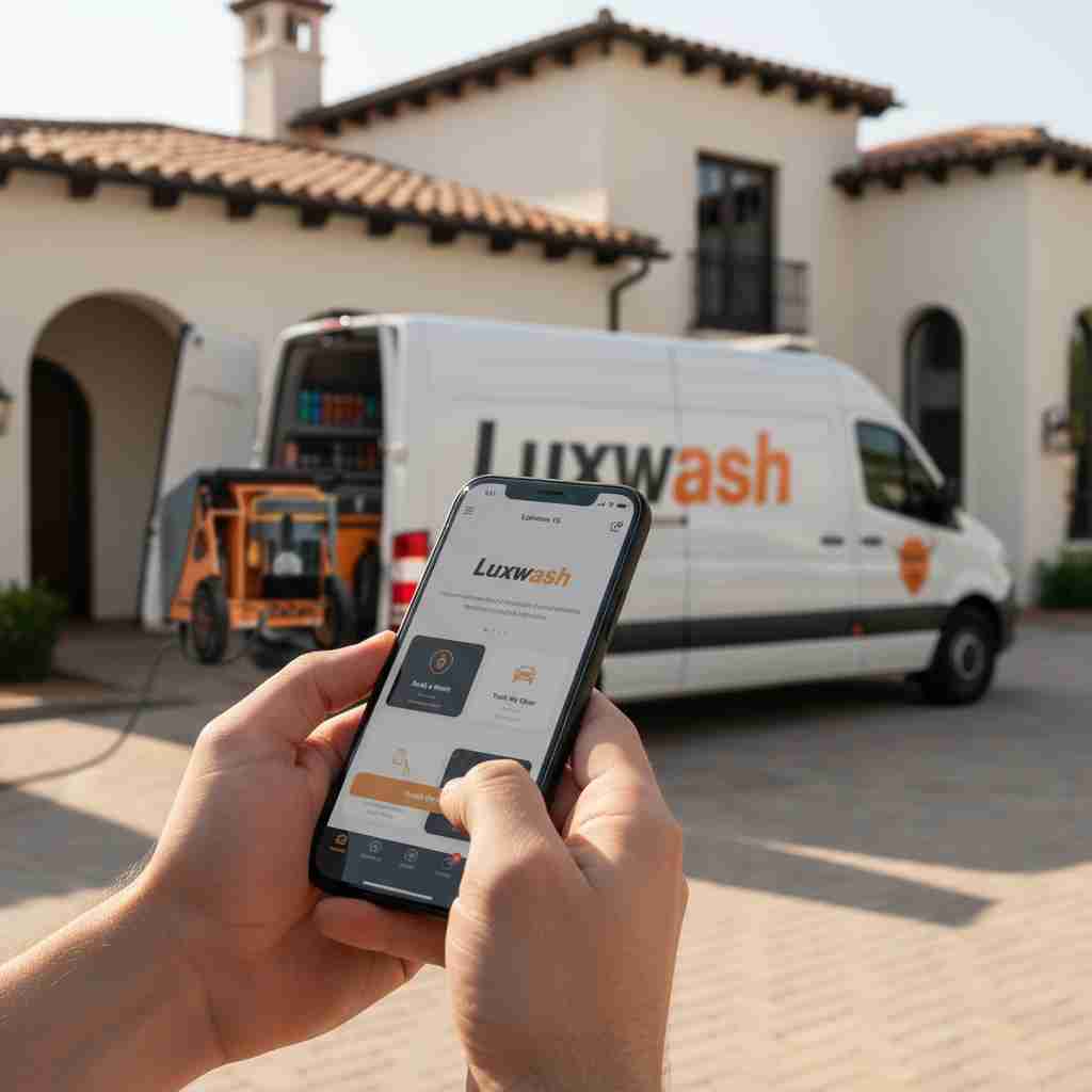 Booking LuxWash on WhatsApp — send photos of your car, get a fixed price in minutes