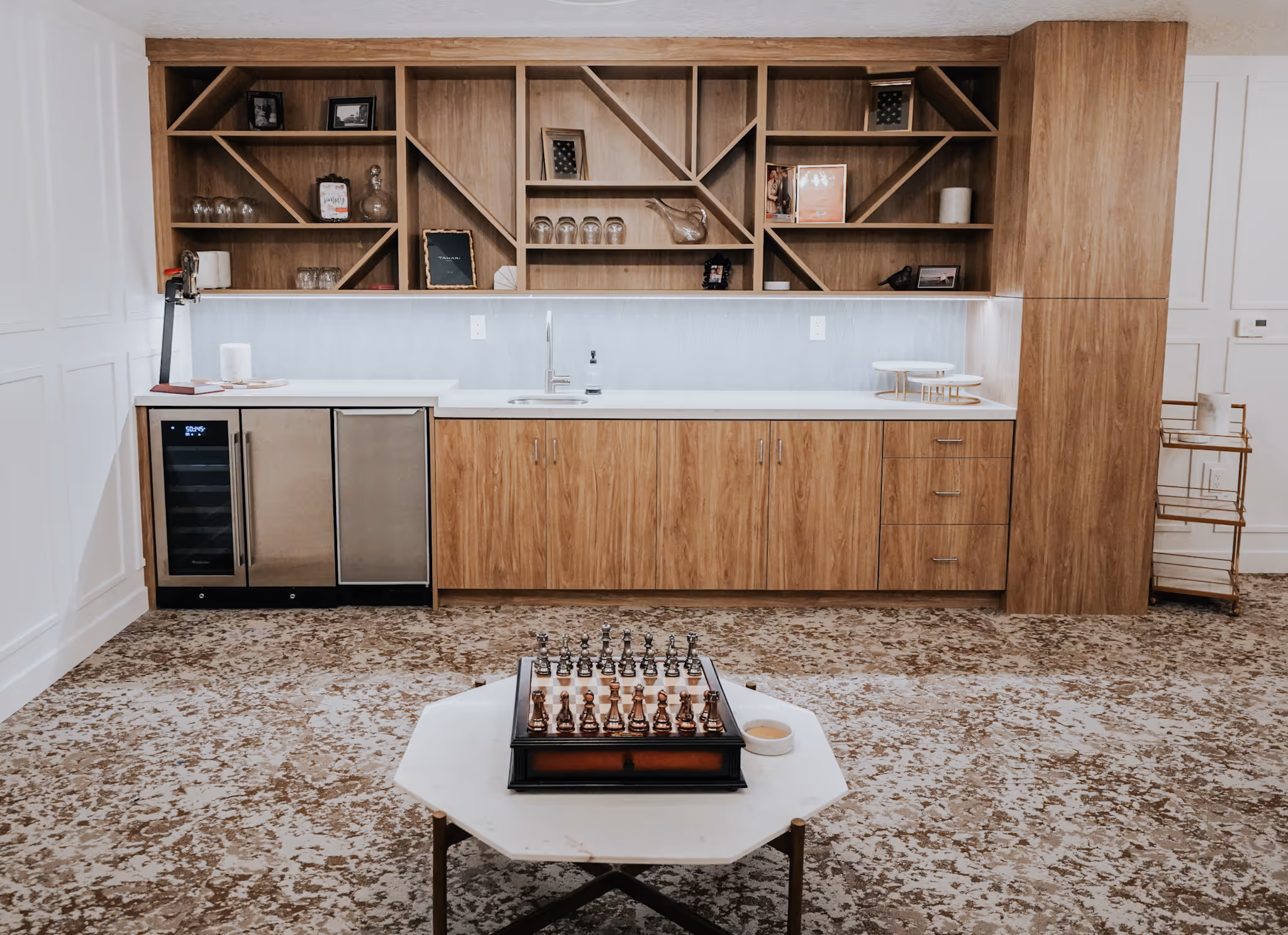 bar with chess game area