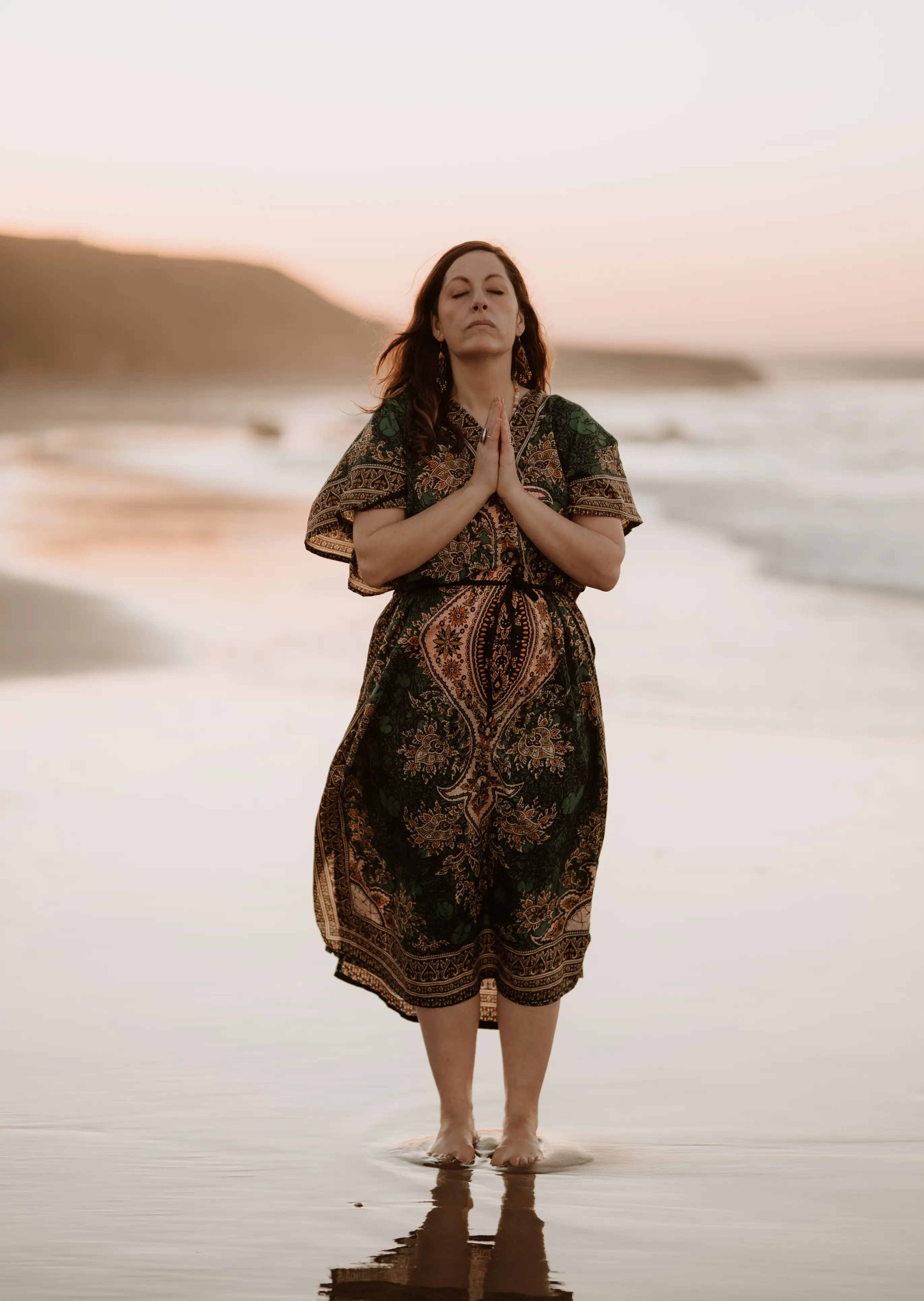 Dawn outside on a beach looking towards the sky