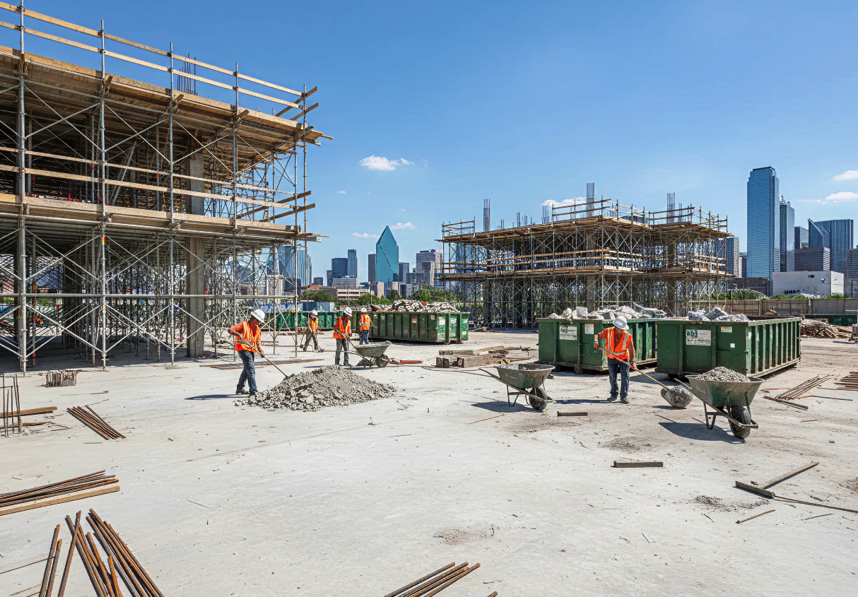 Night view of a modern apartment complex courtyard with a lit swimming pool and lounge chairs surrounded by four-story buildings with balconies and illuminated windows.