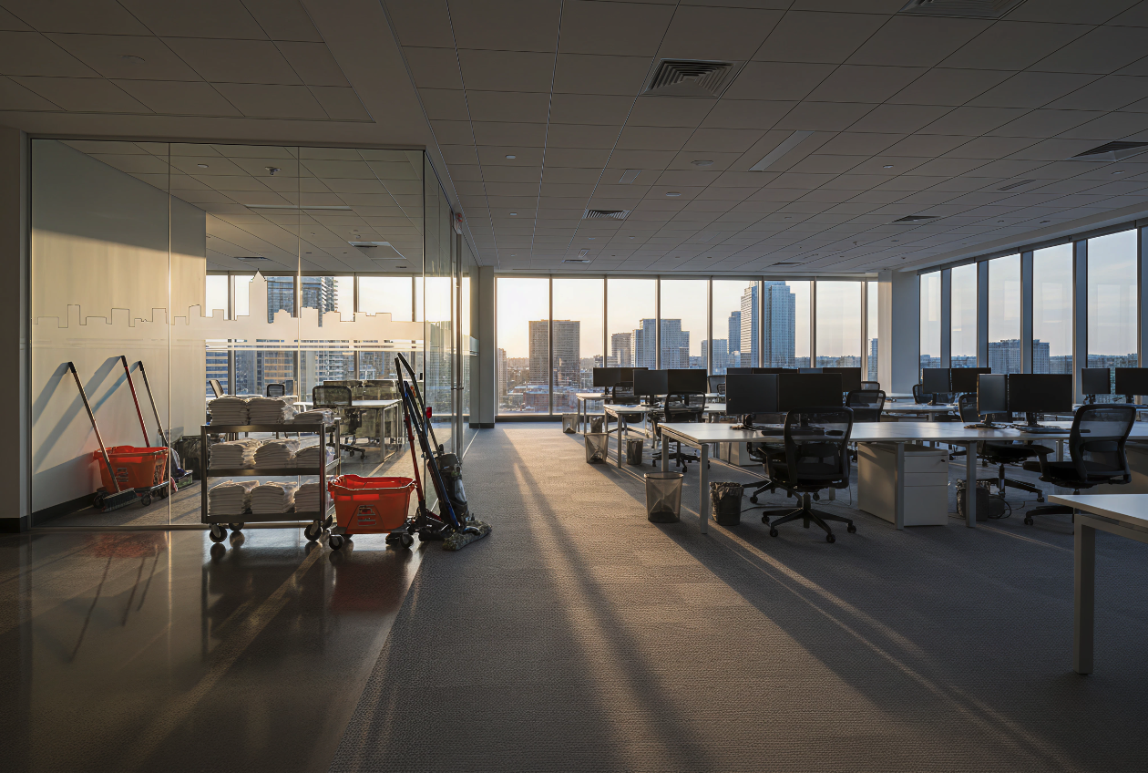 Clean modern office space after commercial cleaning in Dallas-Fort Worth