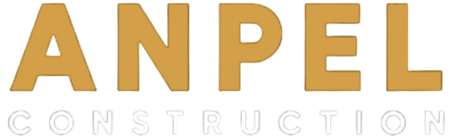 ANPEL Construction logo with ANPEL in large gold letters and CONSTRUCTION in smaller white letters below.