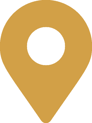 Golden map pin location marker icon with a hollow center.
