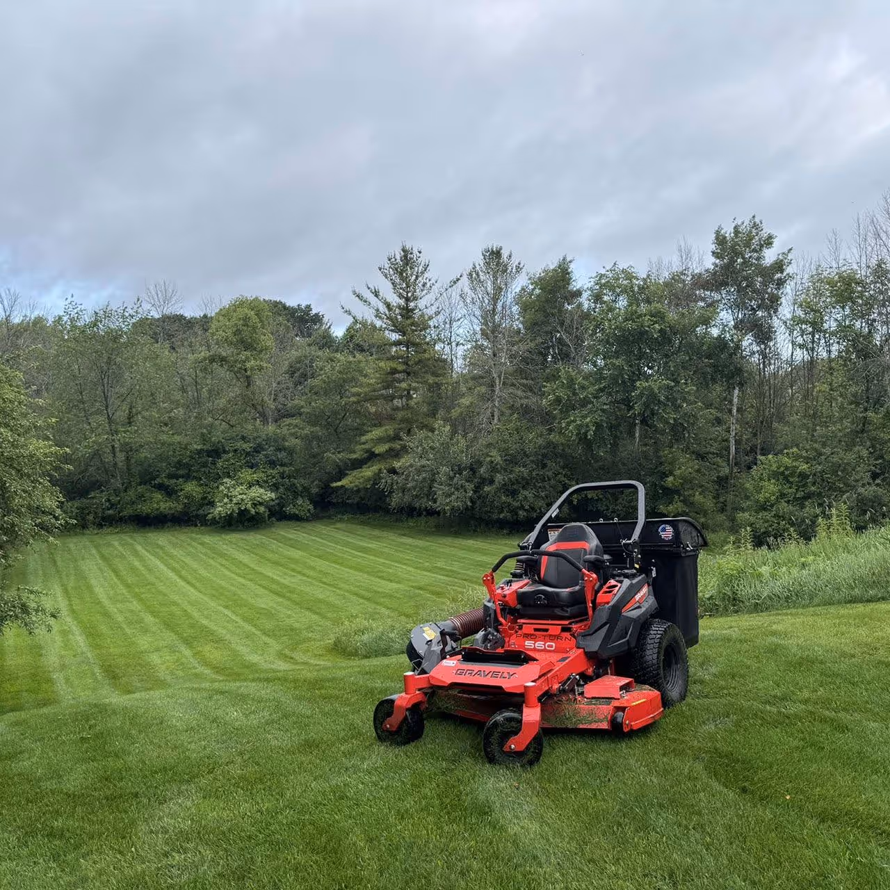 Freshly mowed lawn after routine maintenance service