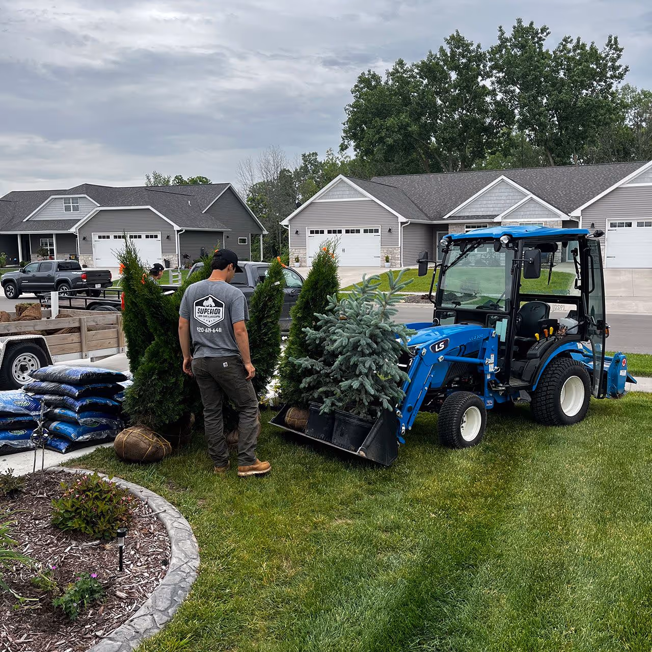 Before and after garden bed installation and cleanup image