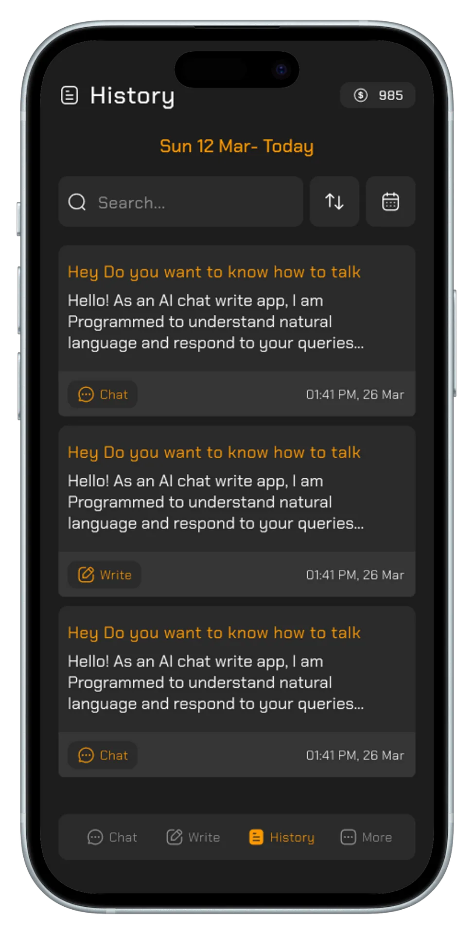 Another history screen similar to 05, displaying previously generated answers.