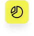 Yellow square icon with rounded corners featuring a white pie chart with one segment separated.