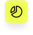 Yellow square icon with rounded corners featuring a white pie chart with one segment separated.