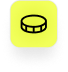Yellow square icon with a black outline of a hockey puck.