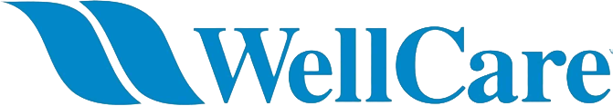 WellCare company logo with blue stylized wave icon.