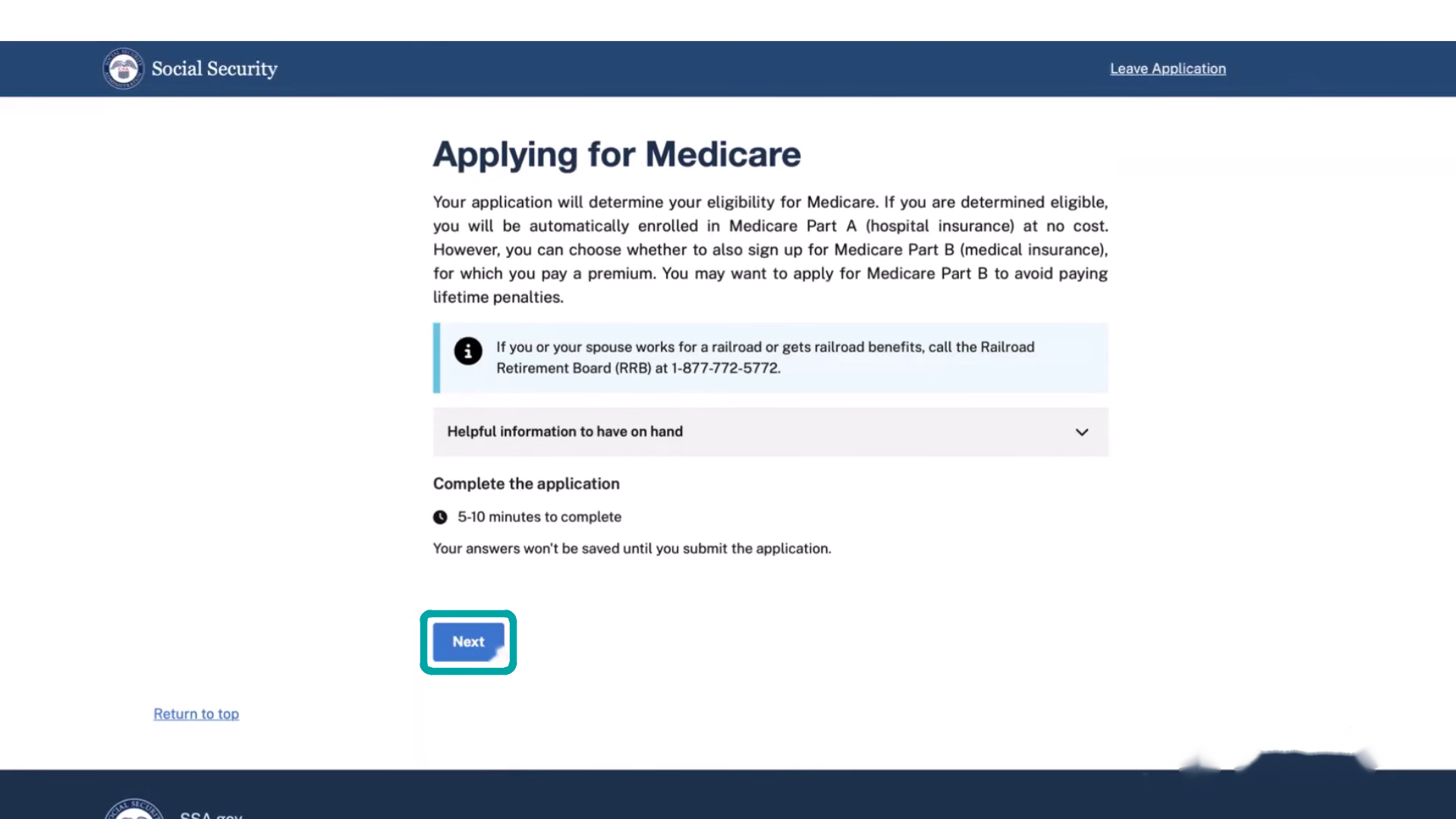 Medicare enrollment walkthrough — Step 7
